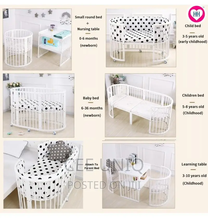 6 In 1 Multifunctional Baby Crib Cot