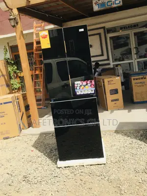 Glass Black Pearl PF-470BG 4 Doors Bottomfreezer Fridge