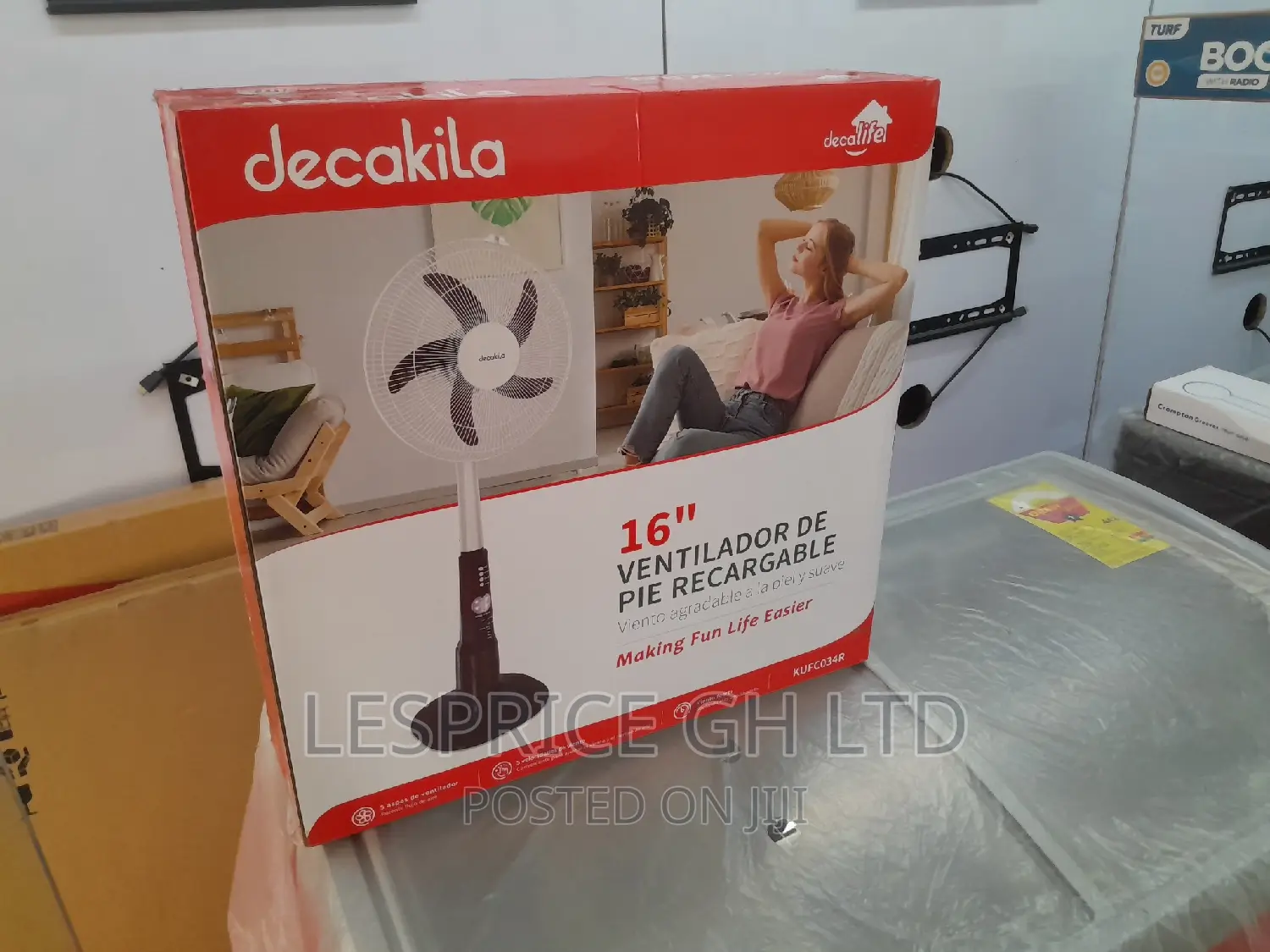 Very Strong Decakila 16 Inch" Rechargeable Stand Fan