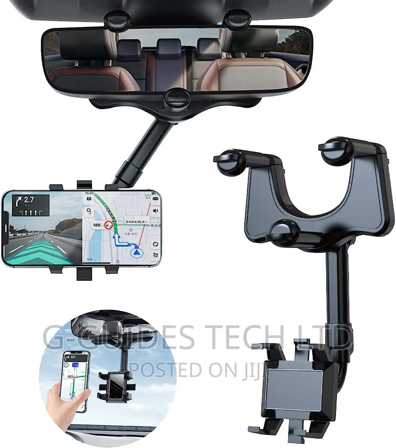 Car Rearview Mirror Mobile Phone Holder Mount Stand 360°
