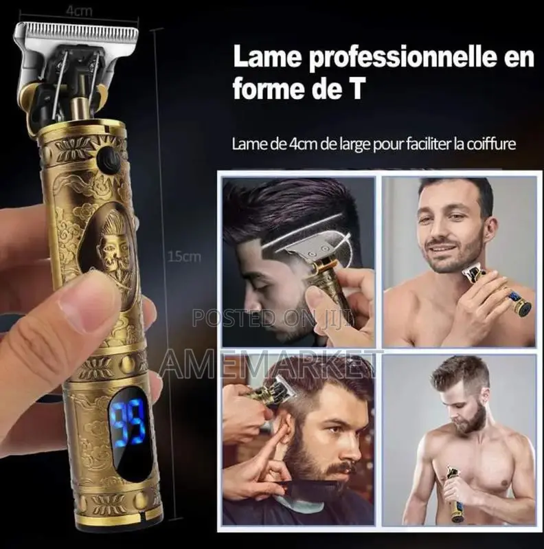 T9 LCD Display Professional Men Wireless USB Hair Clipper
