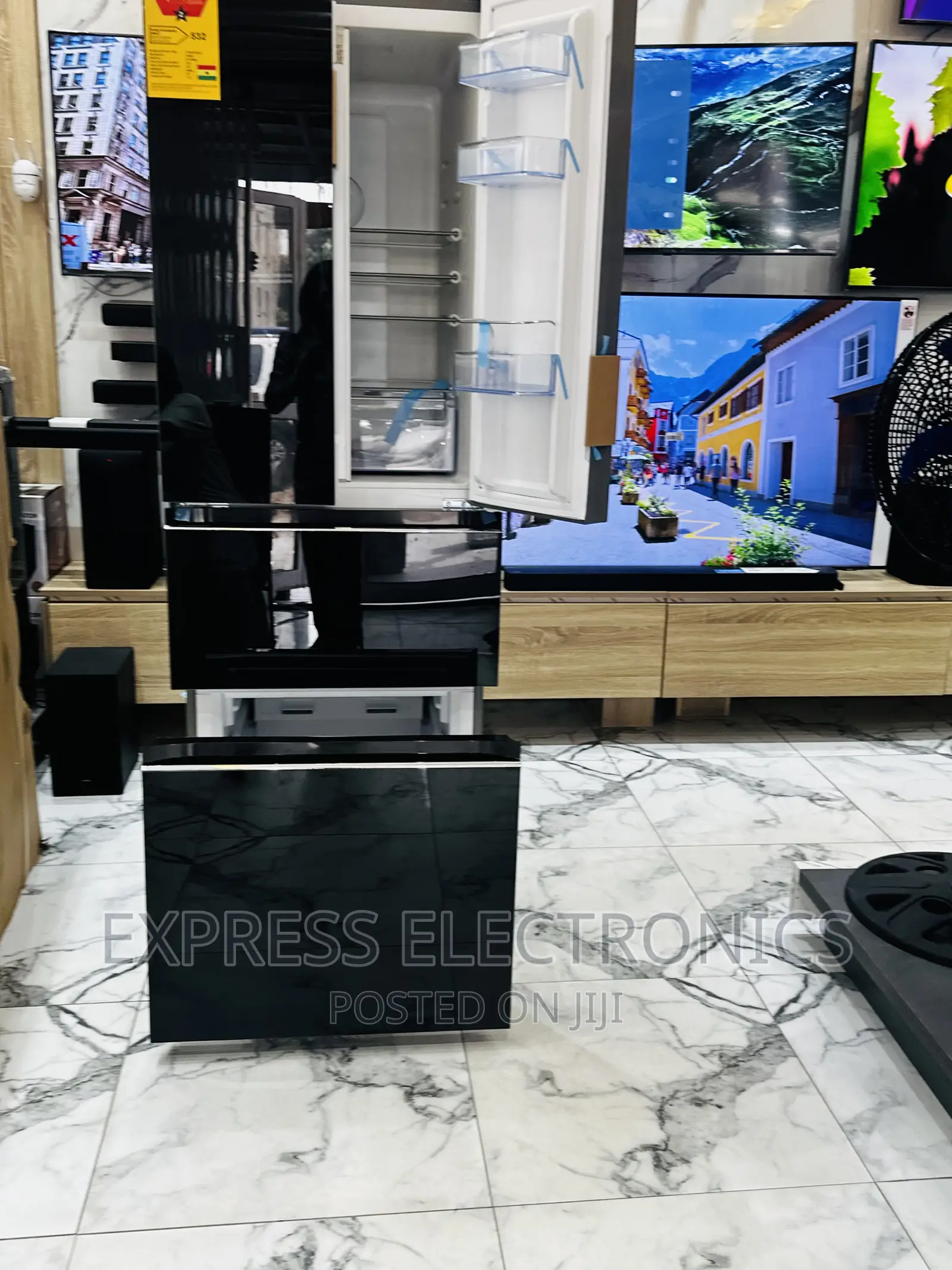Pearl Black Mirror 4doors PF-470BG Fridge