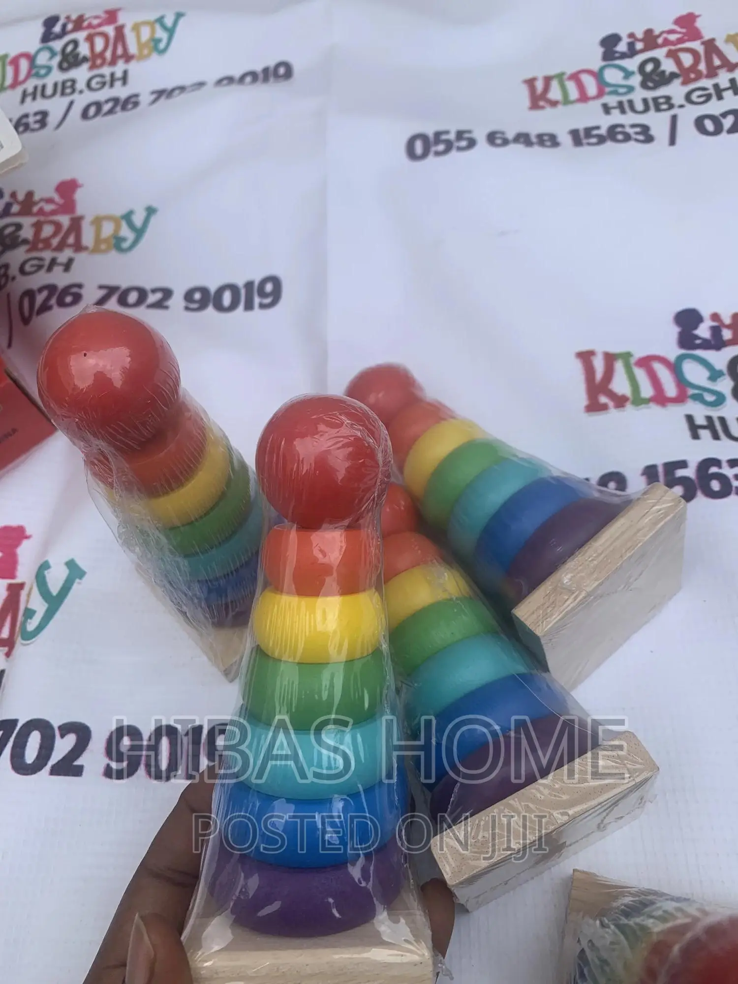 Wooden Stable Tower With Rings. Stackable Toys
