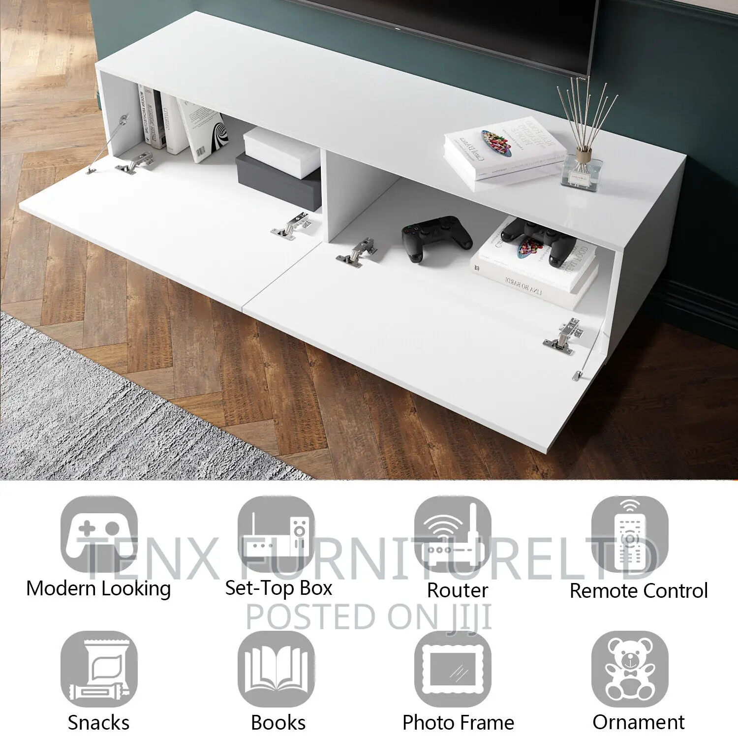 White Floating Tv Unit Cabinet Wall Mounted (All Sizes)
