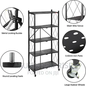 5 Tier Storage Shelves With Wheels Collapsible Kitchen Cart