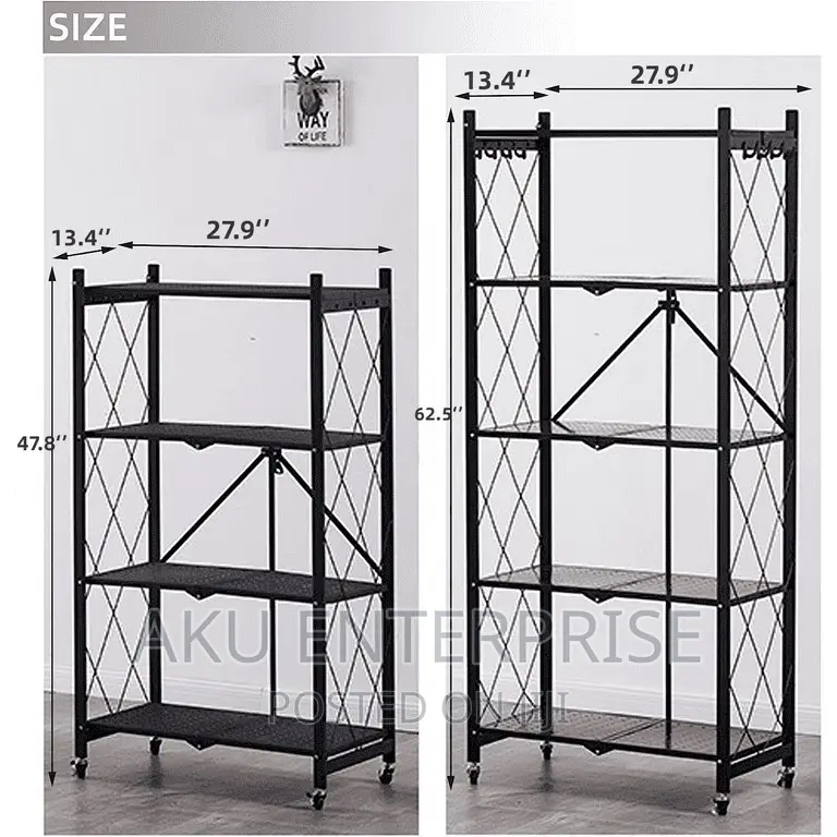 5 Tier Storage Shelves With Wheels Collapsible Kitchen Cart