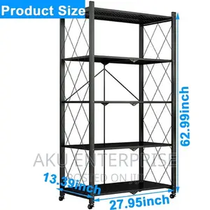 5 Tier Storage Shelves With Wheels Collapsible Kitchen Cart