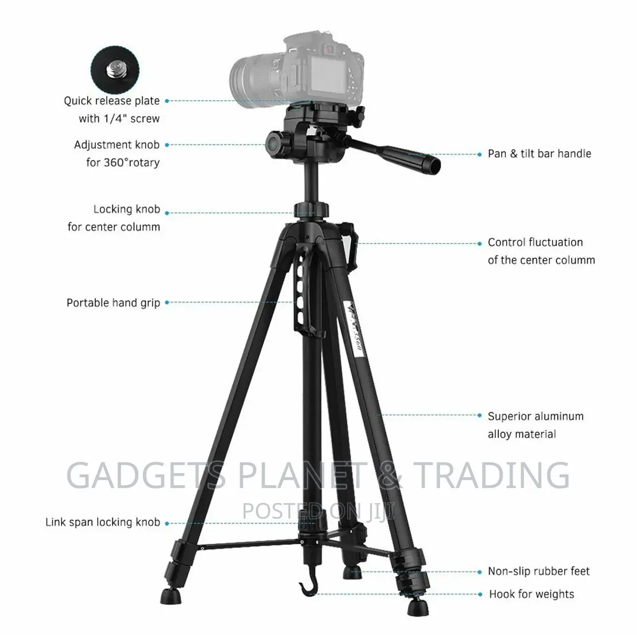 Weifeng Aluminium Tripod Stand for Camera Camcorder WF-3560