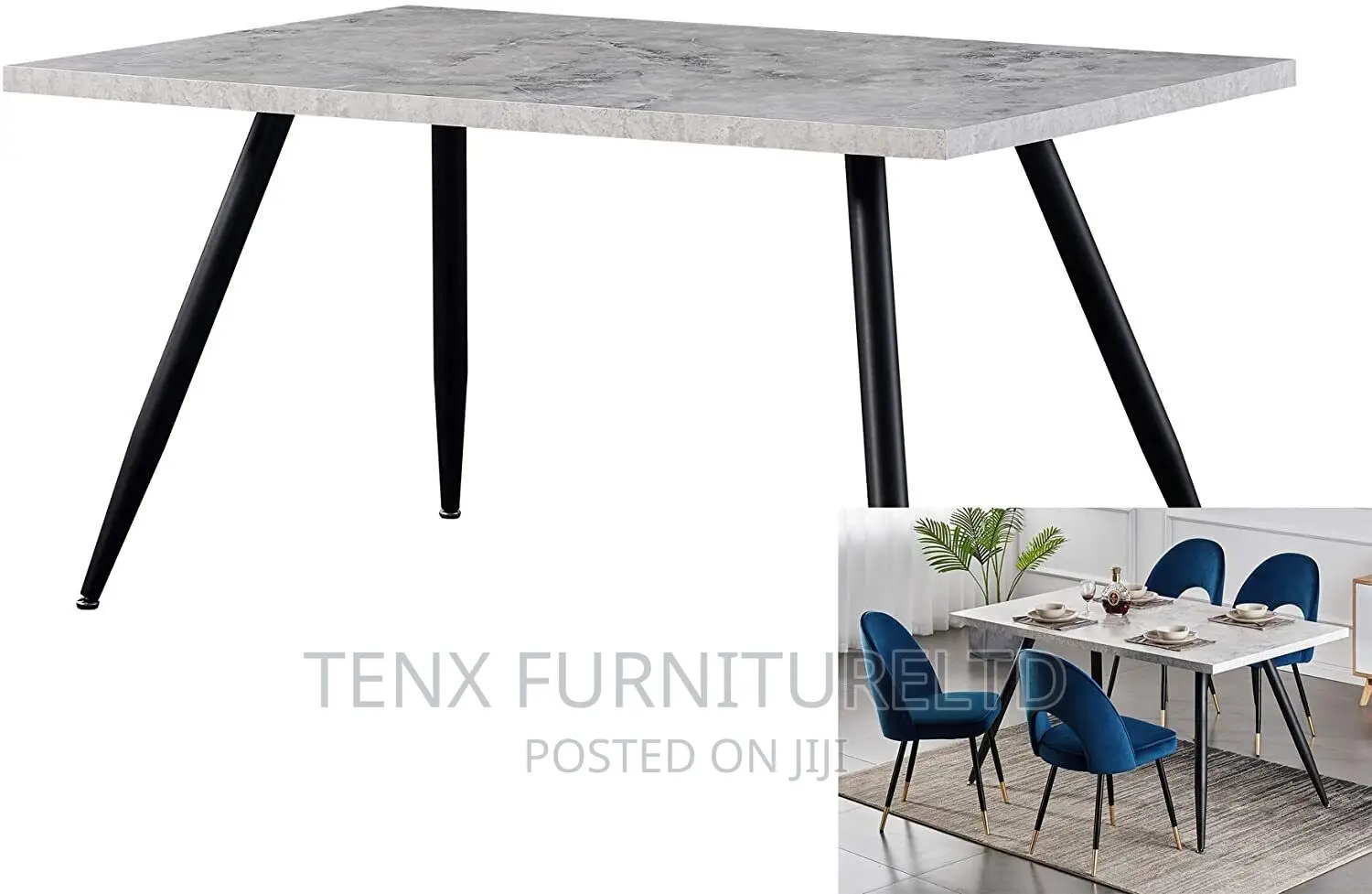 Marble Dining Table / Stone Top / White/Black/Grey