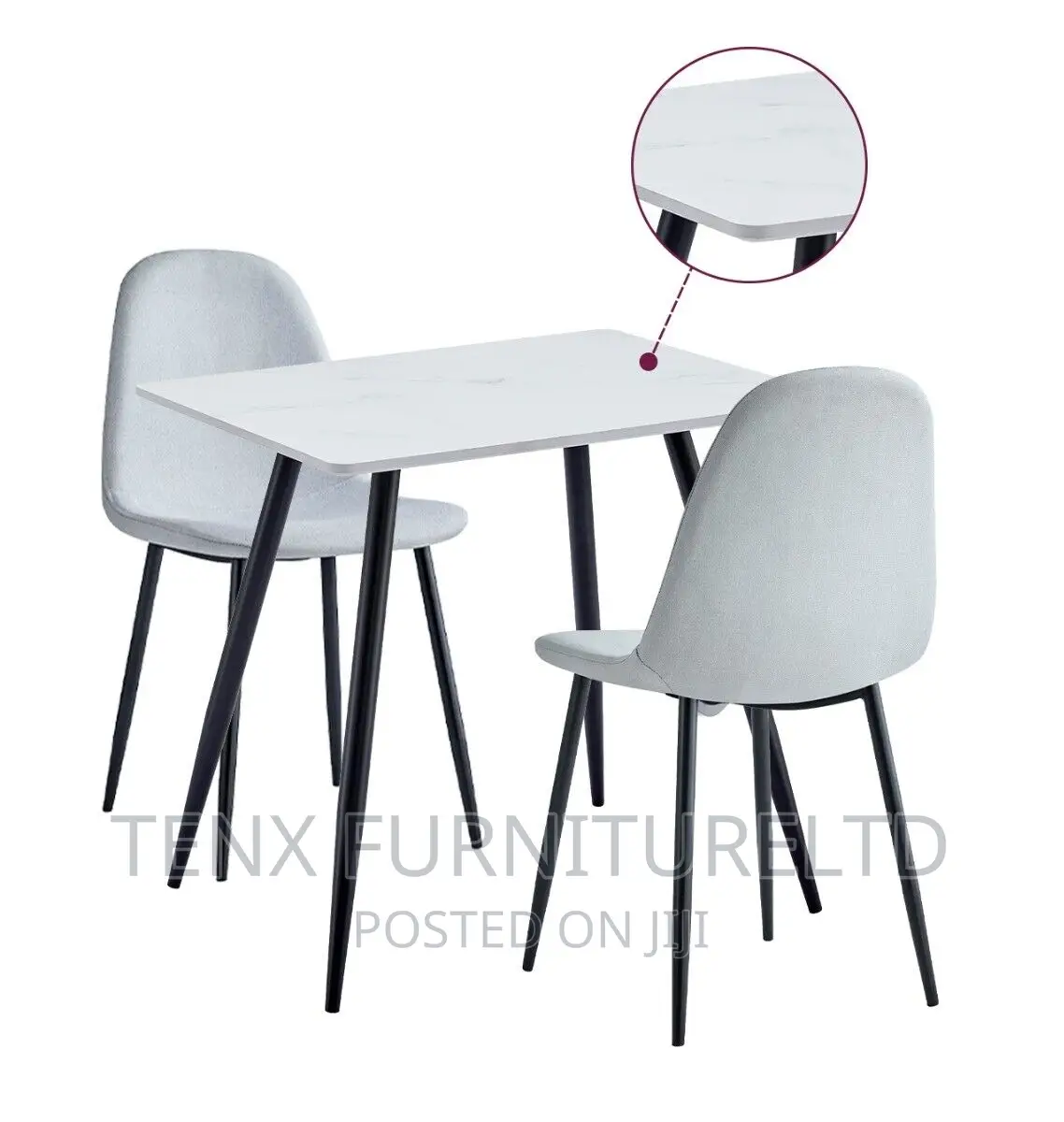 Dining Set Marble Stone Top With Two Chairs