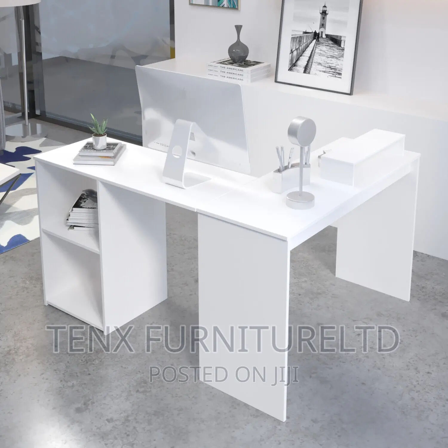 Desk Office Workstation Table L-Shaped Corner W/ Storage Sh