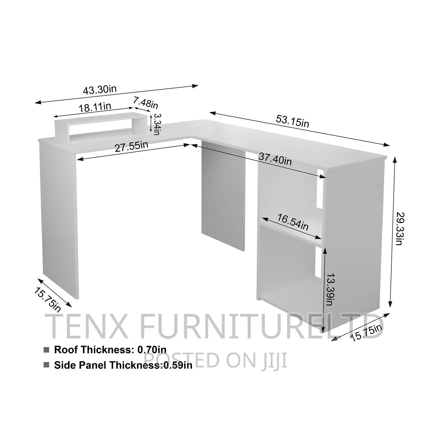 Desk Office Workstation Table L-Shaped Corner W/ Storage Sh
