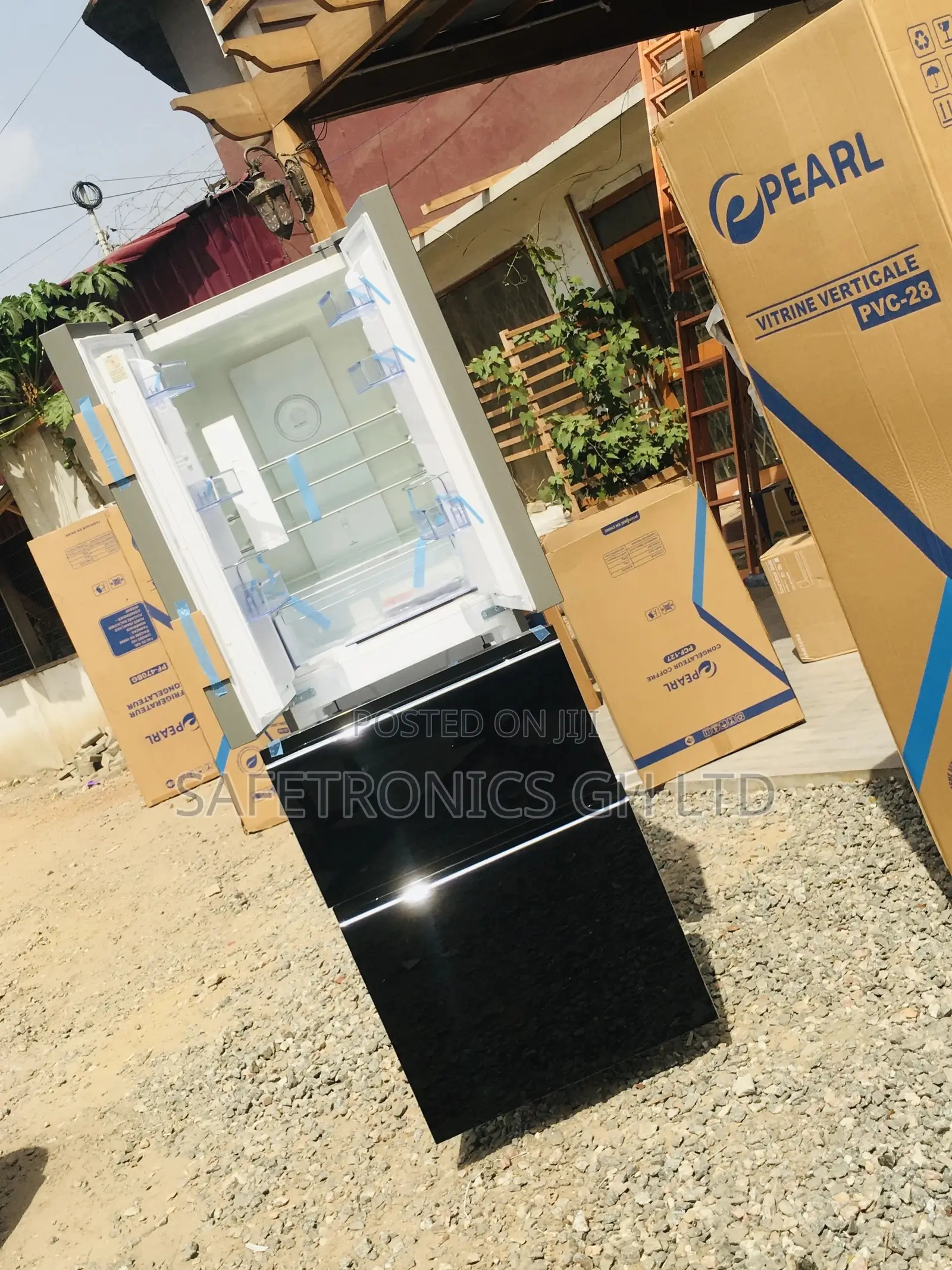 Black Glass PF-470BG Bottomfreezer 4 Doors Pearl Fridge