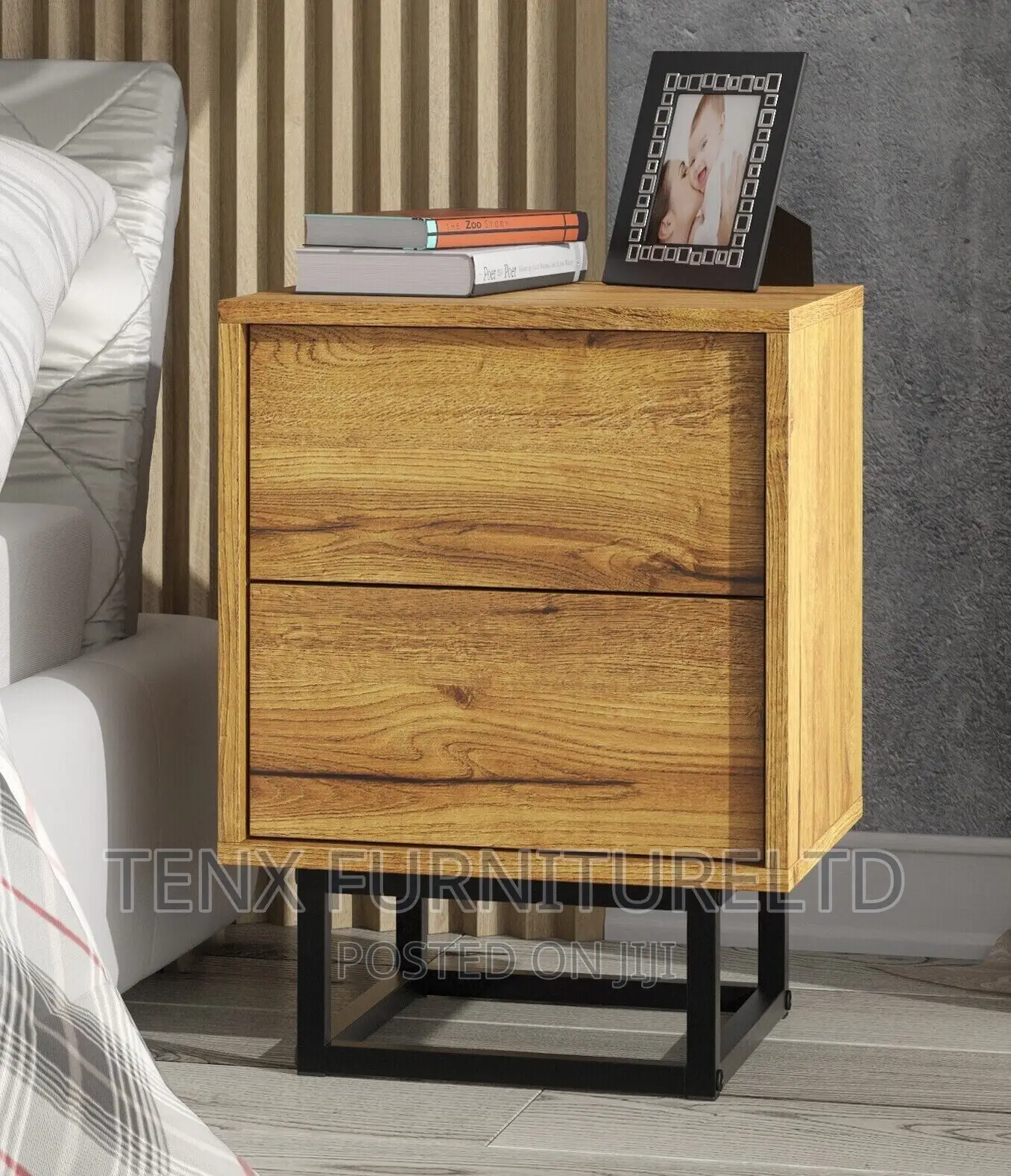 Retro Industrial Bedside Vintage Oak Chest of Drawer Cabinet