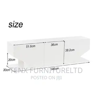 Tv Unit Cabinet Stand High White Doors Led Light Sideboard