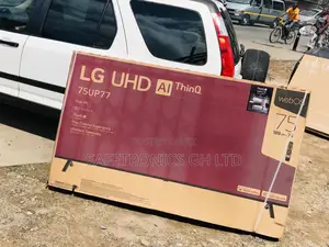 Black Smart Electric LG 75 Inches UP77 UHD Glossy LED Tv
