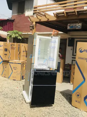 Bottomfreezer Pearl PF-470 Black Glass 4 Doors Fridge