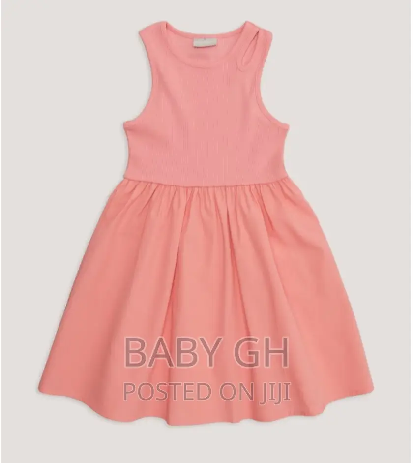 Girls Pink Racer Back Poplin Dress