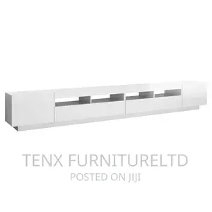 Tv Cabinet With Led Lights Tv Stand Unit (White)