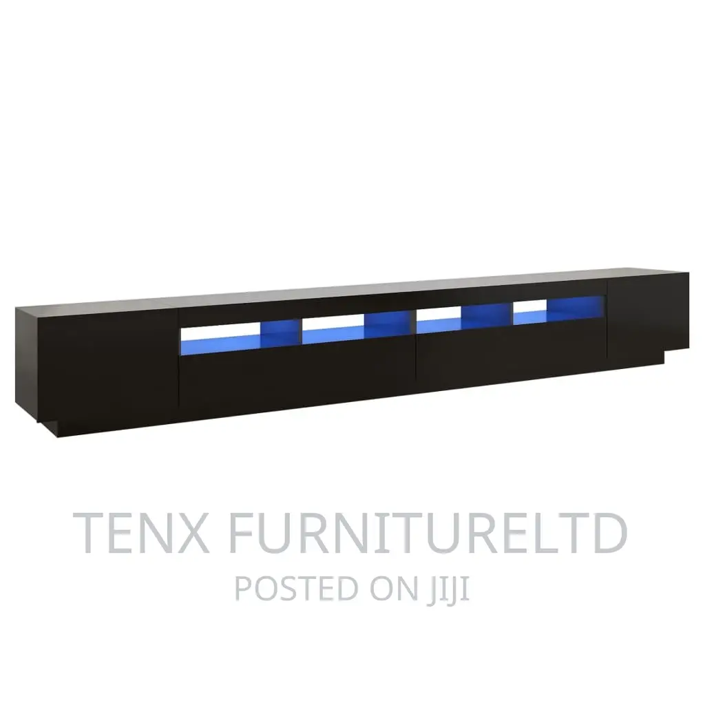 Tv Cabinet With Led Lights Tv Stand Unit (Black)