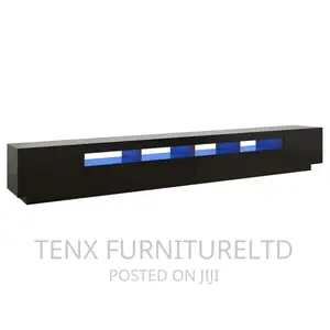 Tv Cabinet With Led Lights Tv Stand Unit (Black)