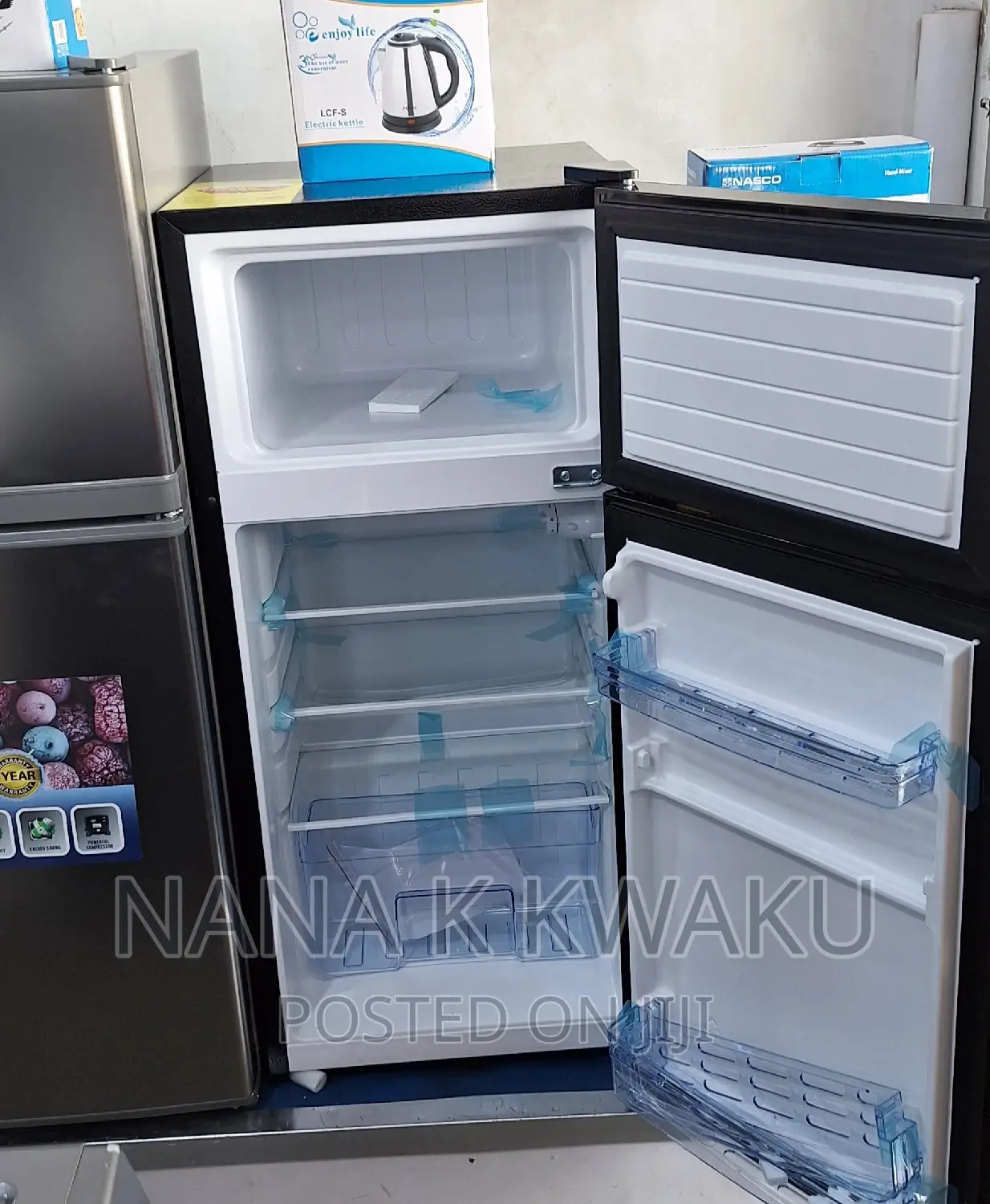 Black Pearl-Pearl Pf16 Double Door Fridge With
