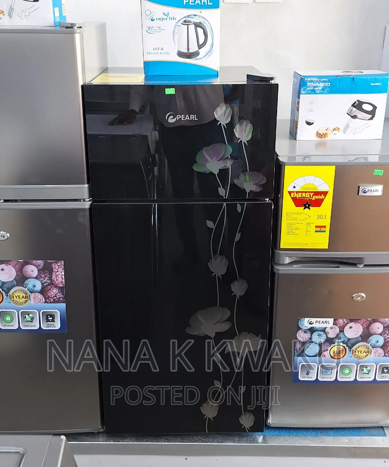 Black Pearl-Pearl Pf16 Double Door Fridge With