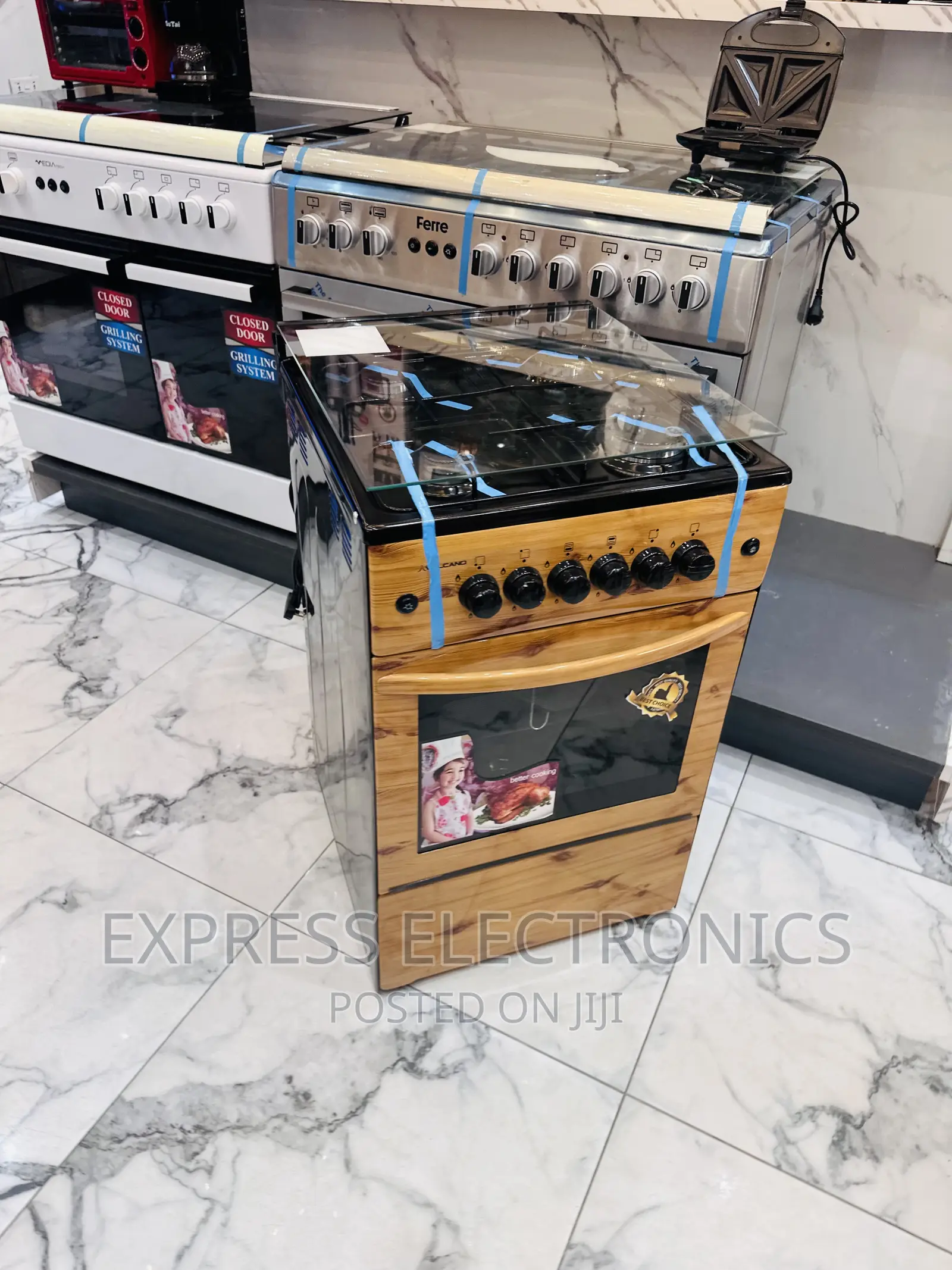 Mesmeric {4burner Gas Cooker } Oven Grill Wooden Like