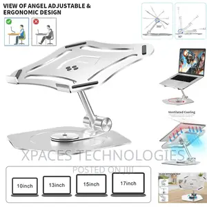 Adjustable Laptop Stand With 360 Rotating Base Metal