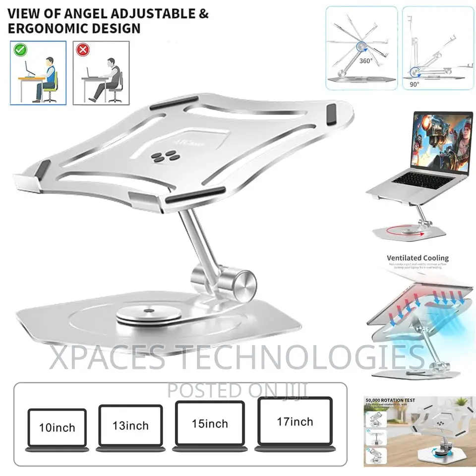 Adjustable Laptop Stand With 360 Rotating Base Metal