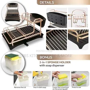 Rust Proof Dish Drying Stand -With Sponge Holder Drainage