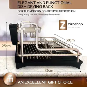 Rust Proof Dish Drying Stand -With Sponge Holder Drainage