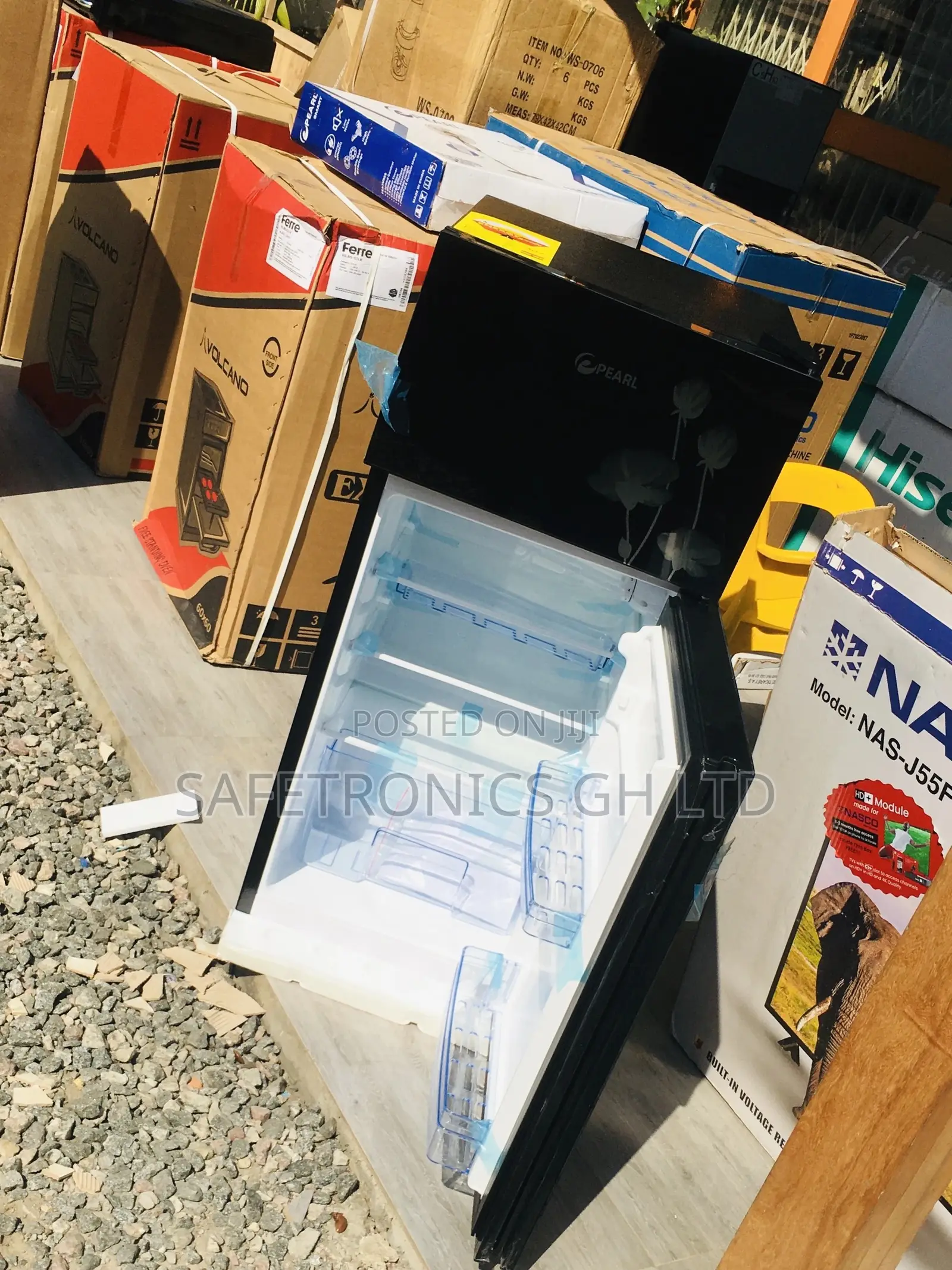 PF-16T Topfreezer Doubledoor Black Glass Pearl Fridge