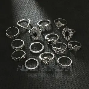 Retro Hollow Sunflower Lotus Black Gemstone Joint Ring