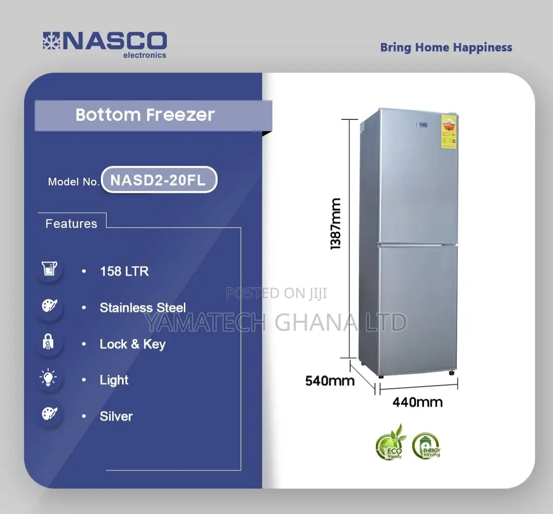 Nasco 158 Litre Fridge With Down Freezer
