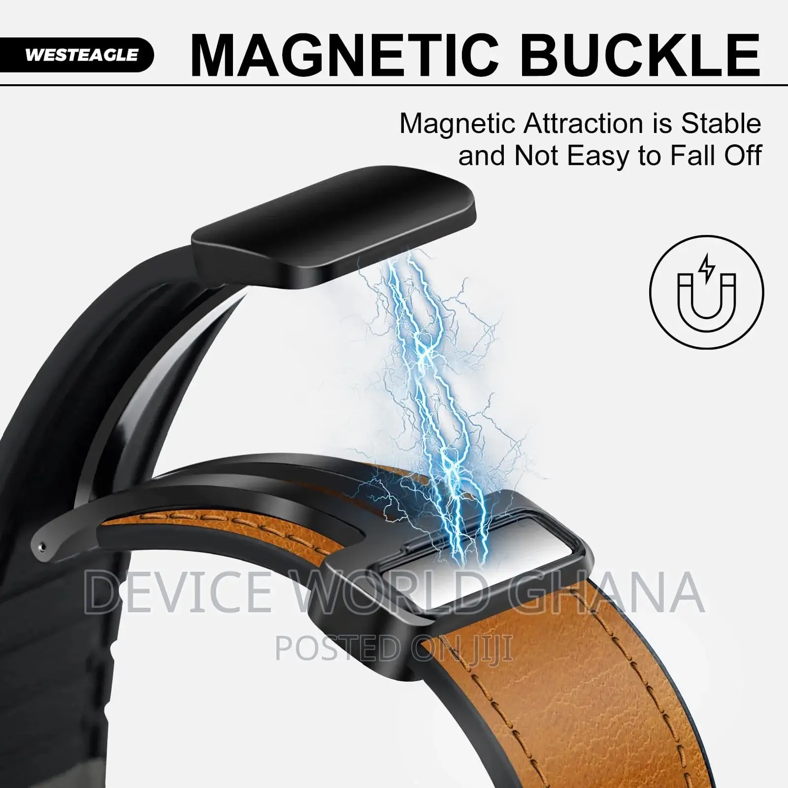 Sos Leather Magnetic Buckle Strap for Apple Watch Series 1-9
