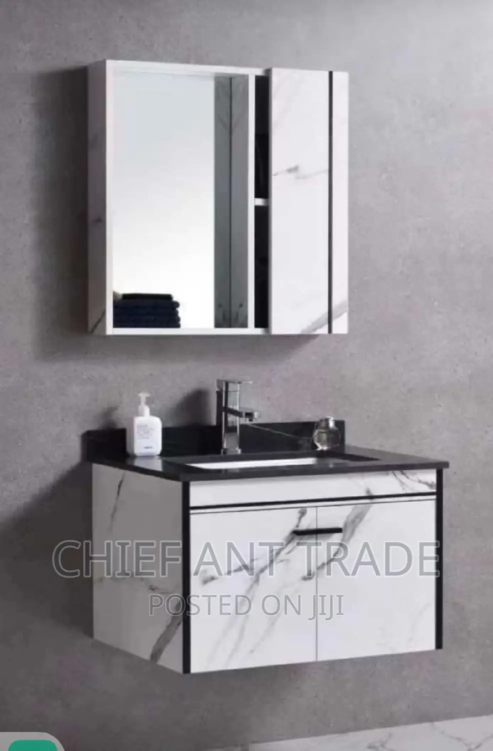Cabinet Basin + Cabinet Mirror With Mable Worktop. 3169-60
