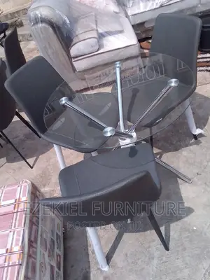 Dining Set,Glass With Leather Chairs