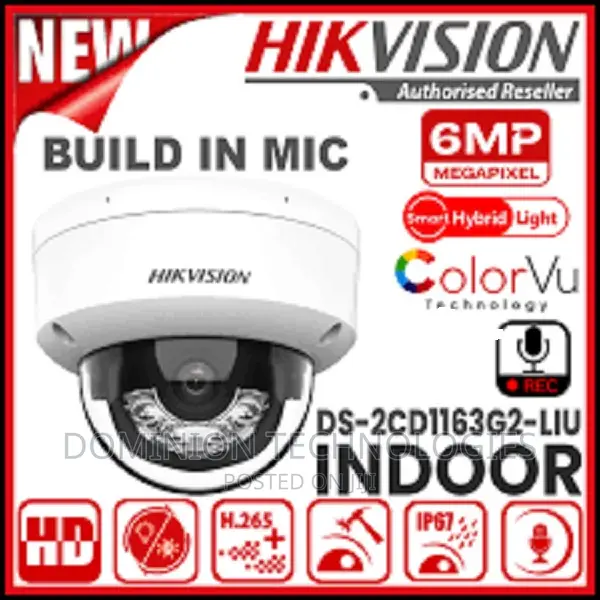 Hikivision Ds-2cd1163g2-Liu 6mp 2.8mm IP Colorvu Dome Camera