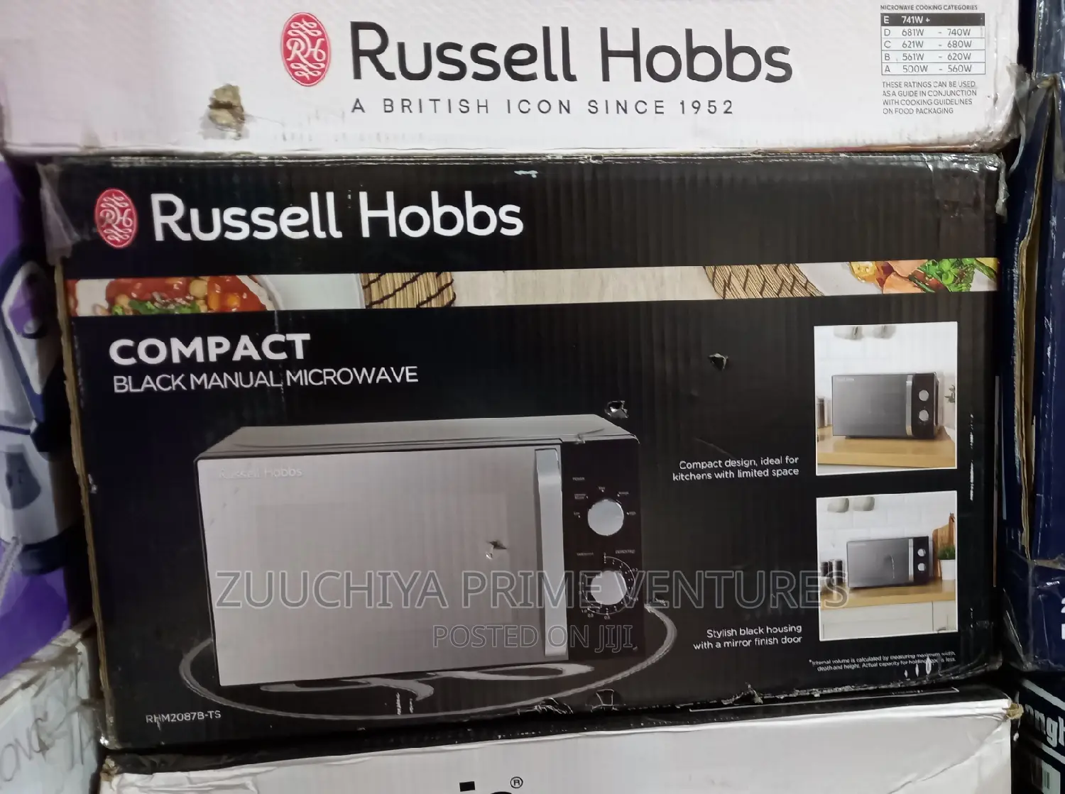 17.L Russell Hobbs Compact Black Manual Microwave / Uk