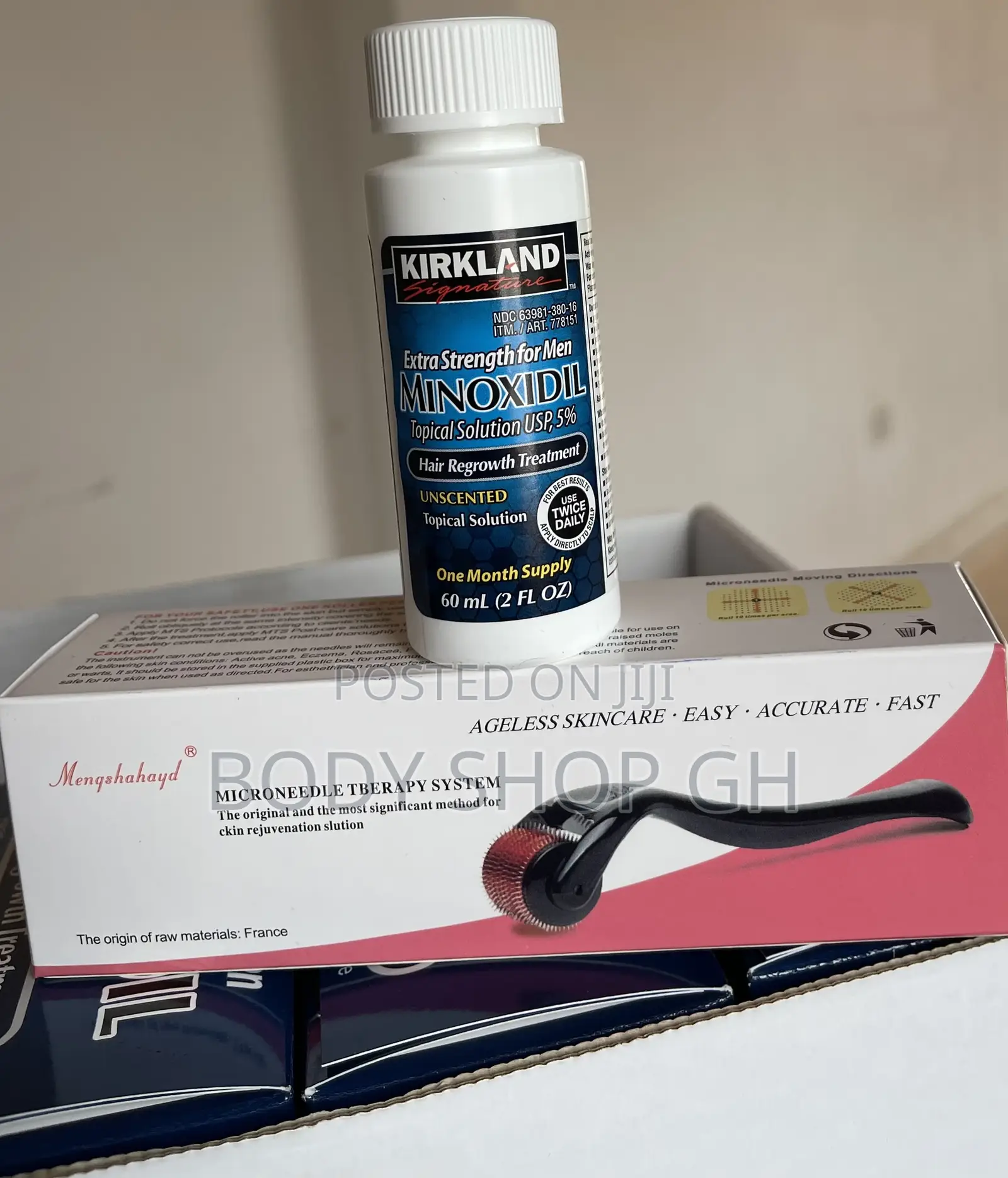 Kirkland Minoxidil + Derma Roller for Beard and Baldness 