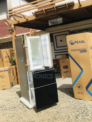 Bottomfreezer Pearl PF-470BG Glass Black 4 Doors Fridge