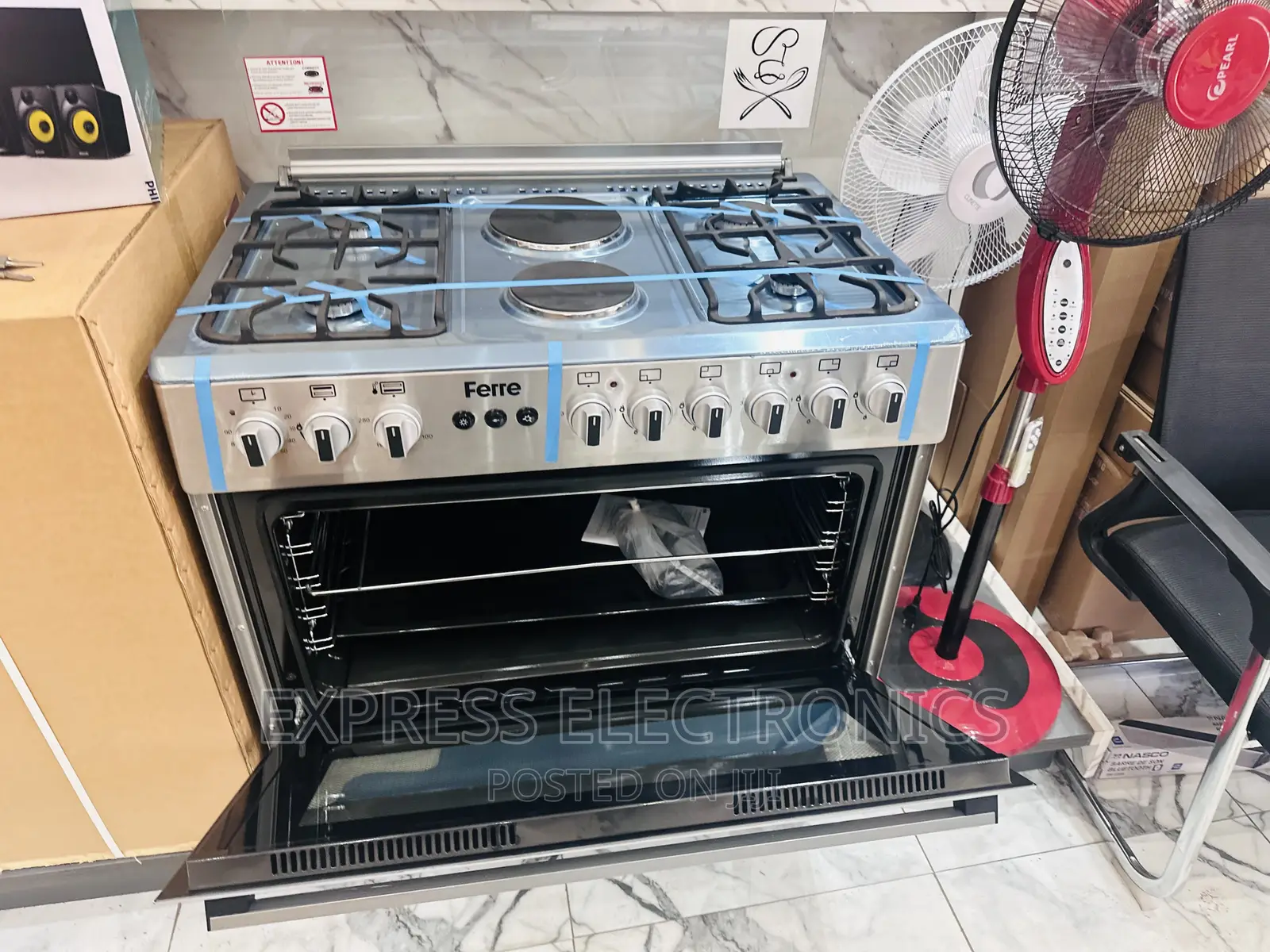 Original New Sliver 4+2 Electric Gas Cooker Oven Grill _.