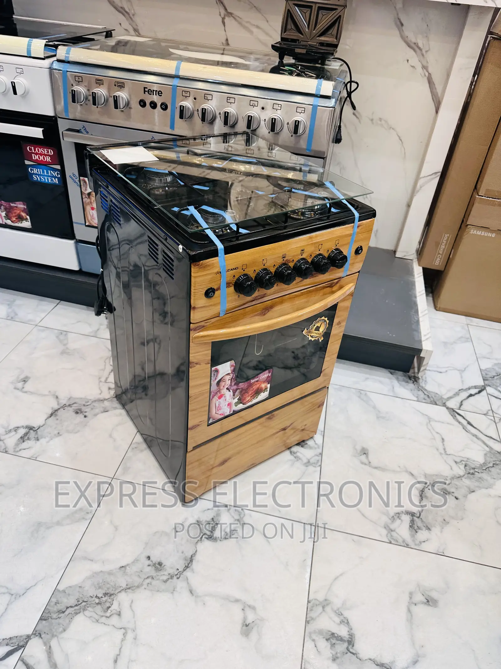 Beautiful Light Wooden Gas Cooker Oven Grill 4burner