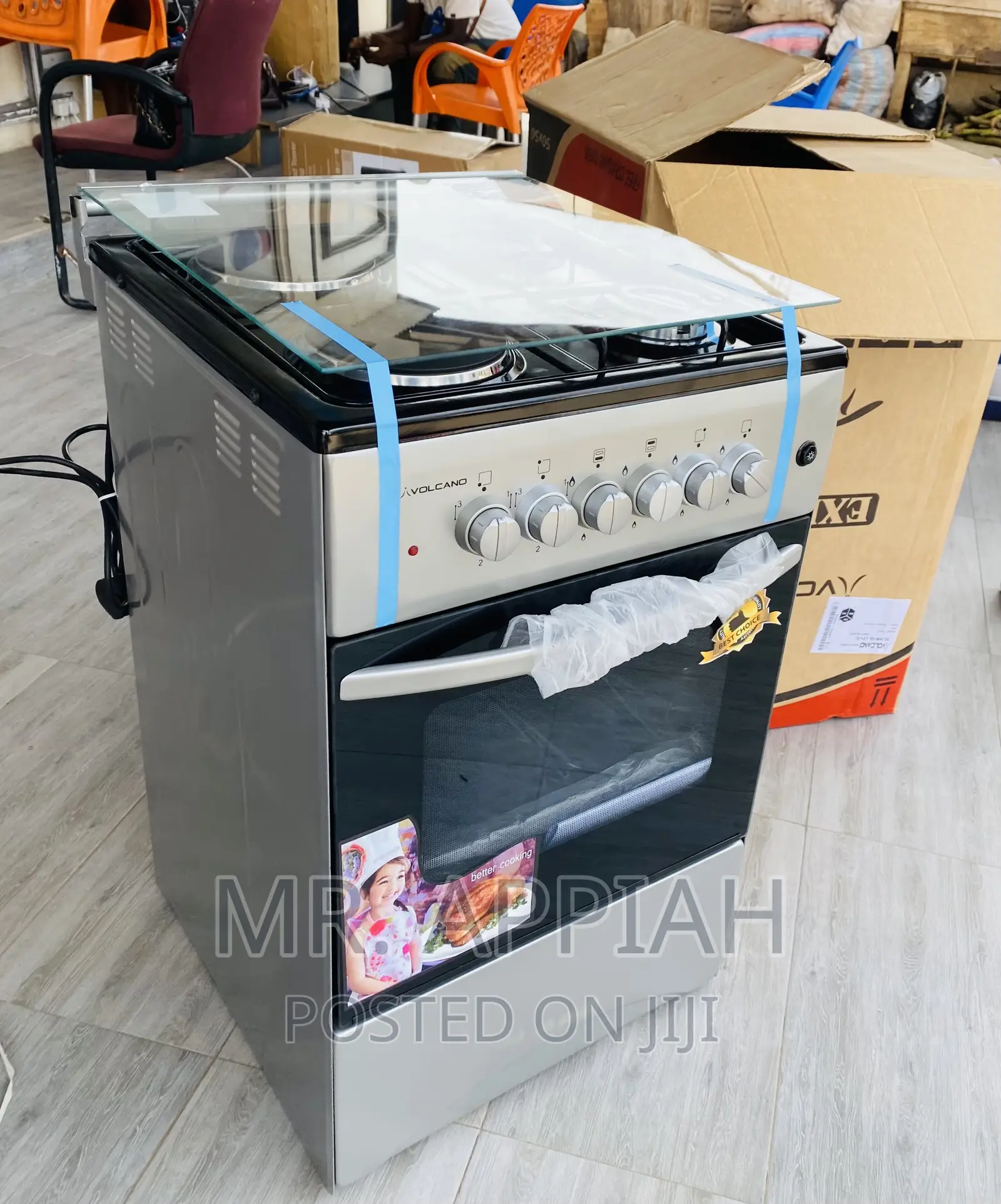 Brand New Volcano 50x502 Electric + 2 Gas Burner +Glass Lid
