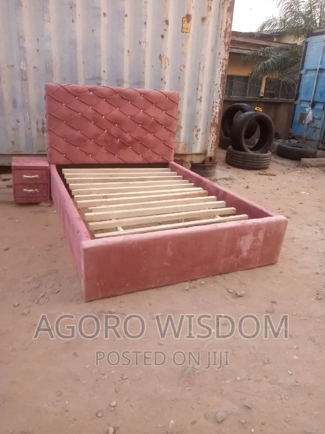 It's Double Bed Frame With Bed Side Cabinet