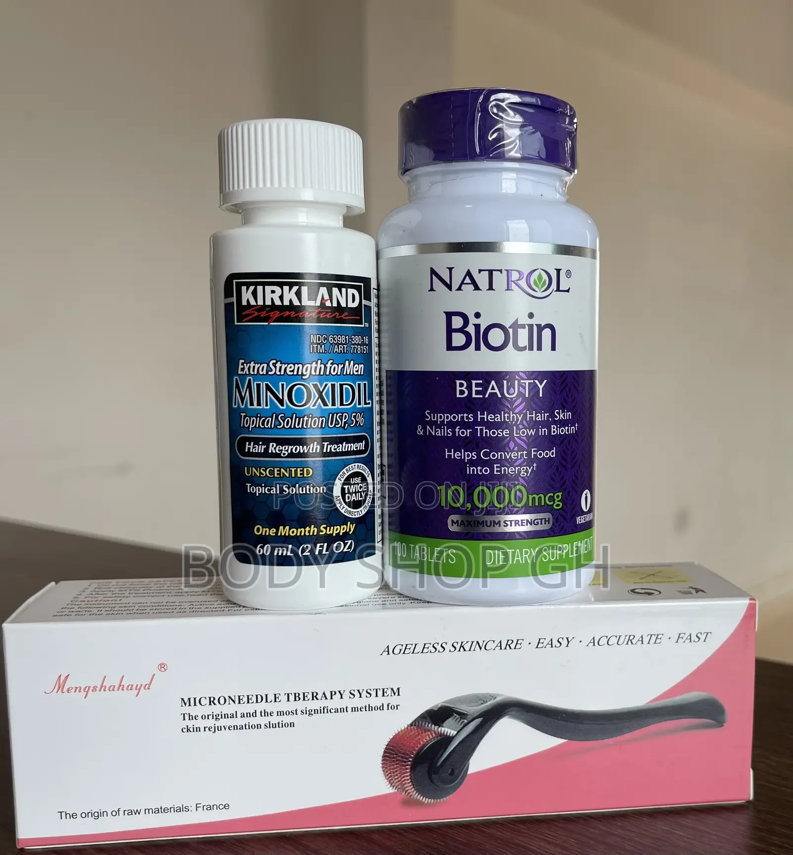 Kirkland Minoxidil + Derma Roller + Biotin -[ Beard Growth]