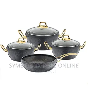 OMS Non-Stick Granite Cookware Set – Black Gold – 7-Piece UK
