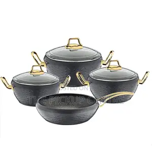 OMS Non-Stick Granite Cookware Set – Black Gold – 7-Piece UK