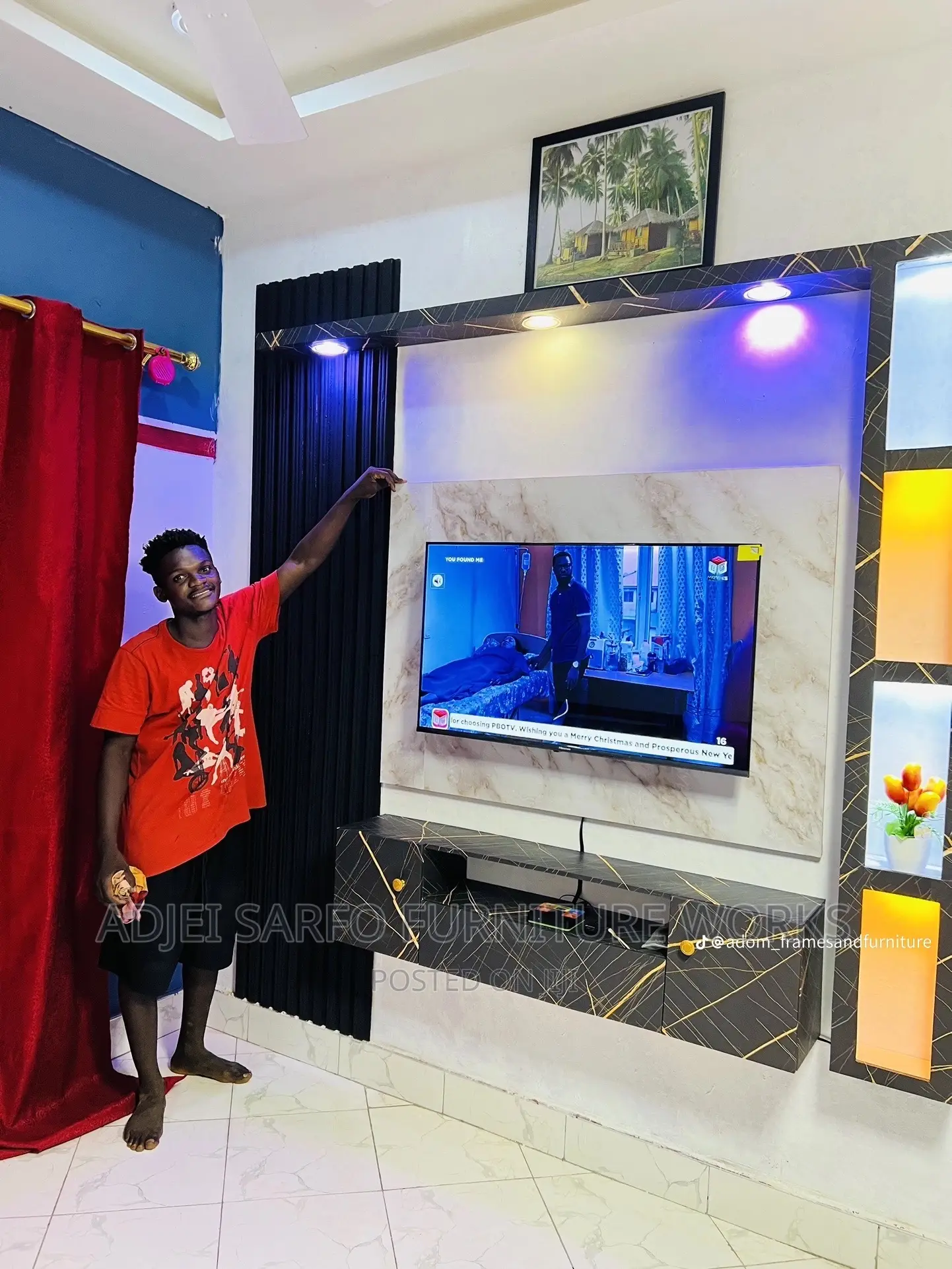 Original Led Wall Mount With Original Tv Stand and Panels